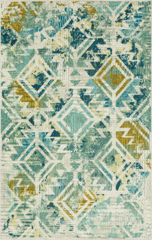 Prismatic Teal Machine Tufted Polyester Area Rugs - Z0596