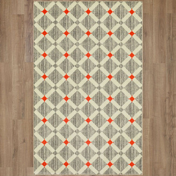 Prismatic Cream Machine Tufted Polyester Area Rugs - Z0641