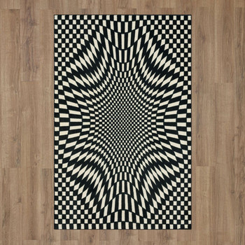 Prismatic Black/white Machine Tufted Polyester Area Rugs - Z1048