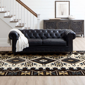 Latitudes Black Machine Tufted Polyester Area Rugs - ZC018