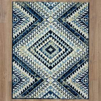 Latitudes Blue Machine Tufted Polyester Area Rugs - ZC024