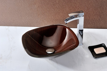 ANZZI Vonu Series Deco-glass Vessel Sink In Rich Timber - LS-AZ8114