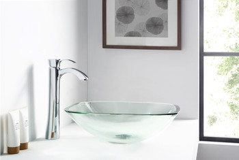 ANZZI Story Series Deco-glass Vessel Sink In Lustrous Clear - LS-AZ8119