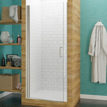 ANZZI Lancer 23 In. X 72 In. Semi-frameless Shower Door With Tsunami Guard In Brushed Nickel - SD-AZ051-01BN