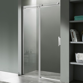ANZZI Rhodes Series 60 In. X 76 In. Frameless Sliding Shower Door With Handle In Brushed Nickel - SD-FRLS05702BN
