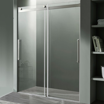 ANZZI Stellar Series 48 In. X 76 In. Frameless Sliding Shower Door With Handle In Brushed Nickel - SD-FRLS05901BN