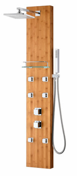 ANZZI Mansion 60 In. Full Body Shower Panel With Heavy Rain Shower And Spray Wand In Natural Bamboo - SP-AZ8099