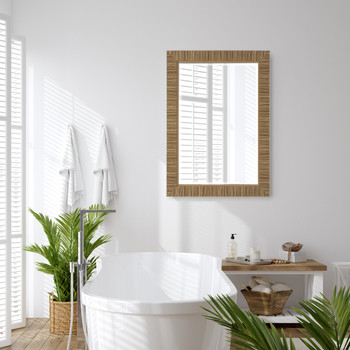 StudioLX Mirror in Textured Wrap That Has The Appearance Of Real Rattan - W00561