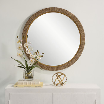 StudioLX Mirror Textured Wrap That Has The Appearance Of Real Rattan, Gold