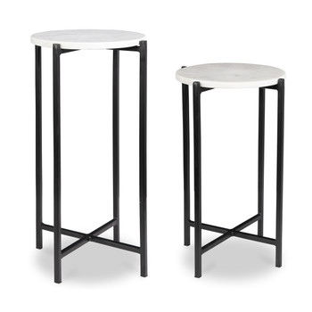 StudioLX Accent Furniture Set of 2 Tables With White Marble Top