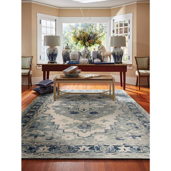 Capel Avanti-Medallion Ivory Denim 2547_635 Hand Tufted Rugs - 7' 9" X 10' 0" Rectangle