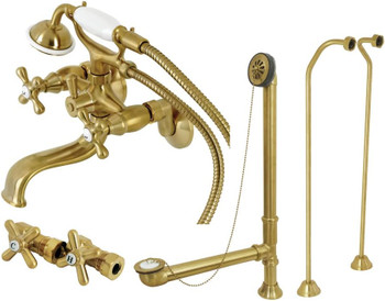 Kingston Brass CCK225SBD Vintage Clawfoot Tub Faucet Package, Brushed Brass