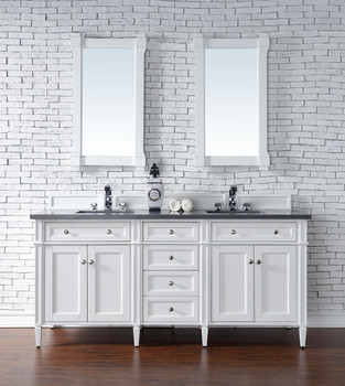 Brittany 72" Bright White Double Vanity W/ 3 Cm Charcoal Soapstone Quartz Top