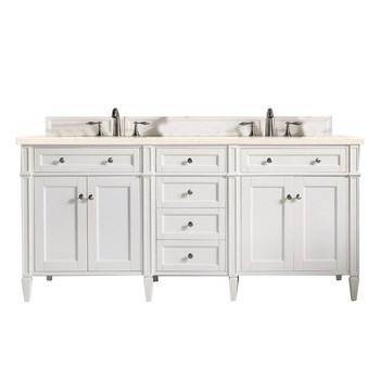 Brittany 72" Bright White Double Vanity W/ 3 Cm Eternal Marfil Quartz Top