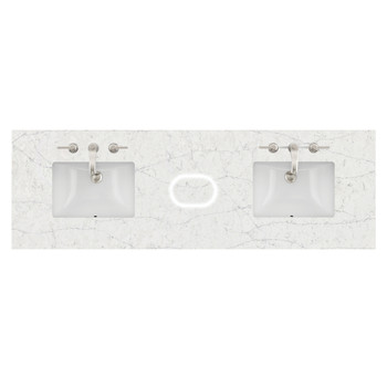 72" Double Top, 3 CM Eternal Jasmine Pearl Silestone w/ Sink & FreePower Wireless Charger (040)