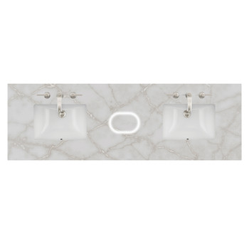 72" Double Top, 3 CM Victorian Silver Silestone w/ Sink & FreePower Wireless Charger (040)