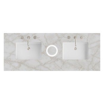 60" Double Top, 3 CM Victorian Silver Silestone w/ Sink & FreePower Wireless Charger