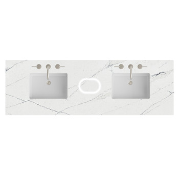 72" Double Top, 3 CM Ethereal Noctis Silestone w/ Sink & FreePower Wireless Charger
