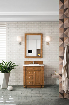 Bristol 30" Single Vanity, Saddle Brown w/ 3 CM White Zeus Silestone Top