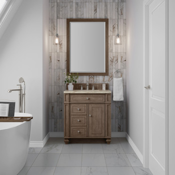 Bristol 30" Single Vanity, Whitewashed Walnut, w/ 3 CM Tajnar Eclos Top