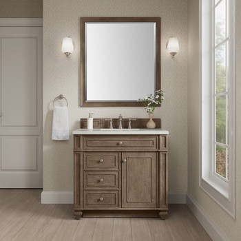 Bristol 36" Single Vanity, Whitewashed Walnut w/ 3 CM Lime Delight Silestone Top