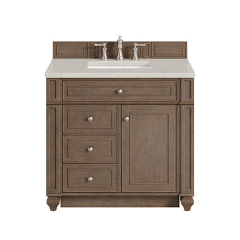 Bristol 36" Single Vanity, Whitewashed Walnut, w/ 3 CM Siberian Silestone Top