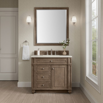 Bristol 36" Single Vanity, Whitewashed Walnut, w/ 3 CM Siberian Silestone Top