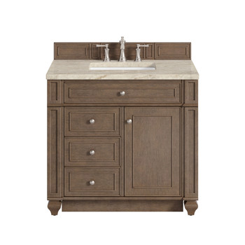Bristol 36" Single Vanity, Whitewashed Walnut, w/ 3 CM Tajnar Eclos Top