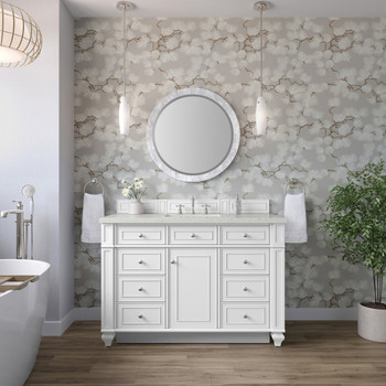 Bristol 48" Single Vanity, Bright White w/ 3 CM Lime Delight Silestone Top