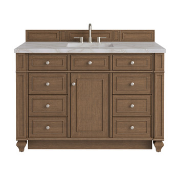 Bristol 48" Single Vanity, Saddle Brown w/ 3 CM Victorian Silver Silestone Top