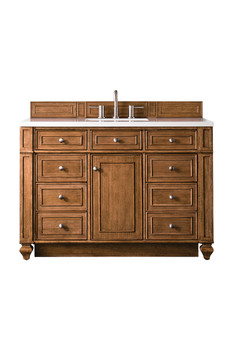 Bristol 48" Single Vanity, Saddle Brown w/ 3 CM White Zeus Silestone Top
