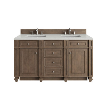 Bristol 60" Double Vanity, Whitewashed Walnut w/ 3 CM Lime Delight Silestone Top