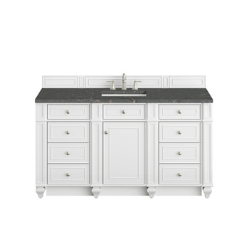 Bristol 60" Single Vanity, Bright White w/ 3 CM Parisien Bleu Silestone Top