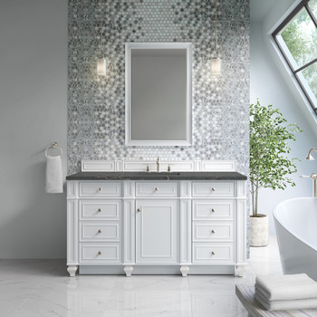 Bristol 60" Single Vanity, Bright White w/ 3 CM Parisien Bleu Silestone Top