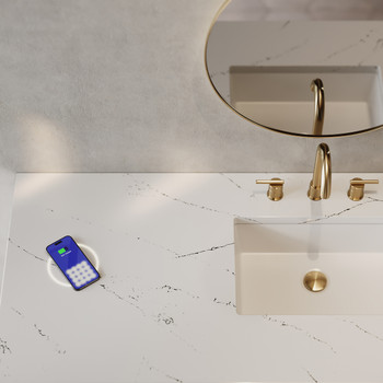 Bristol 60" Single Vanity, Bright White w/ 3 CM Ethereal Noctis Silestone Top w/FreePower Wireless Charger