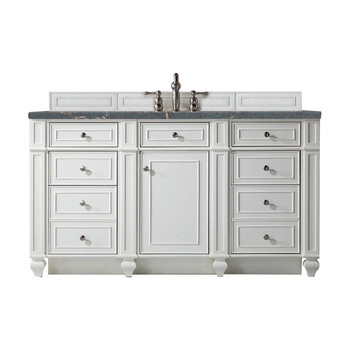 Bristol 60" Single Vanity, Bright White w/ 3 CM Parisien Bleu Silestone Top w/FreePower Wireless Charger