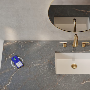 Bristol 60" Single Vanity, Bright White w/ 3 CM Parisien Bleu Silestone Top w/FreePower Wireless Charger