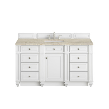 Bristol 60" Single Vanity, Bright White, w/ 3 CM Tajnar Eclos Top w/FreePower Wireless Charger