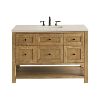 Breckenridge 48" Single Vanity, Light Natural Oak, w/ 3 CM Siberian Silestone Top