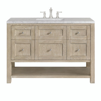 Breckenridge 48" Single Vanity, Whitewashed Oak w/ 3 CM Eternal Jasmine Pearl Silestone Top w/FreePower Wireless Charger