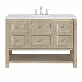 Breckenridge 48" Single Vanity, Whitewashed Oak w/ 3 CM Ethereal Noctis Silestone Top w/FreePower Wireless Charger