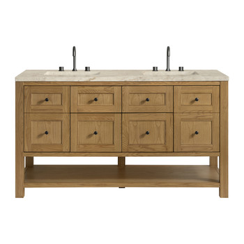 Breckenridge 60" Double Vanity, Light Natural Oak, w/ 3 CM Tajnar Eclos Top