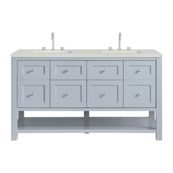 Breckenridge 60" Double Vanity, Serenity Blue, w/ 3 CM Lime Delight Quartz Top
