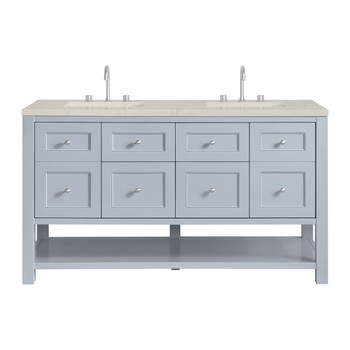 Breckenridge 60" Double Vanity, Serenity Blue, w/ 3 CM Siberian Silestone Top