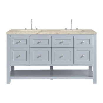 Breckenridge 60" Double Vanity, Serenity Blue, w/ 3 CM Tajnar Eclos Top w/FreePower Wireless Charger
