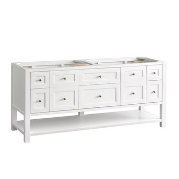 Breckenridge 72" Double Vanity, Bright White w/ 3 CM Eternal Jasmine Pearl Top