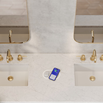 Breckenridge 72" Double Vanity, Bright White w/ 3 CM Eternal Jasmine Pearl Top w/FreePower Wireless Charger