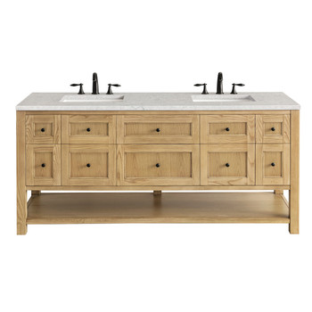 Breckenridge 72" Double Vanity, Light Natural Oak w/ 3 CM Eternal Jasmine Pearl Top w/FreePower Wireless Charger