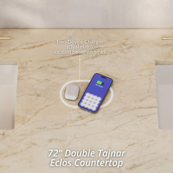 Breckenridge 72" Double Vanity, Serenity Blue, w/ 3 CM Tajnar Eclos Top w/FreePower Wireless Charger