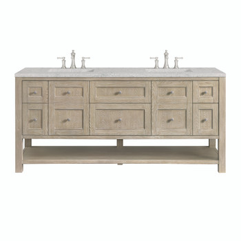 Breckenridge 72" Double Vanity, Whitewashed Oak w/ 3 CM Eternal Jasmine Pearl Silestone Top